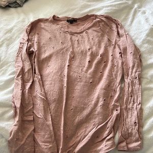 Distressed long sleeve top